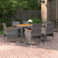 Meble ogrodowe - vidaXL 7-częściowy zestaw mebli ogrodowych, polirattan, szary - miniaturka - grafika 1