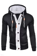 Bluzy męskie - Męska bluza z kapturem crs102- czarna - Risardi - miniaturka - grafika 1