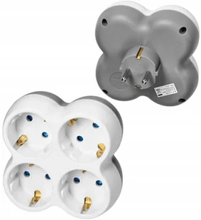 Złodziejka Rozgałęźnik Elektryczny Poczwórny 4x Gniazdo Schuko Biało Szary - Gniazdka elektryczne - miniaturka - grafika 1