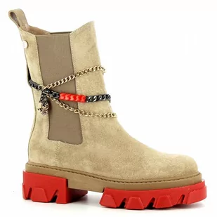 Beżowe botki na grubej podeszwie CARINII roz39 - Carinii - Botki damskie - miniaturka - grafika 1