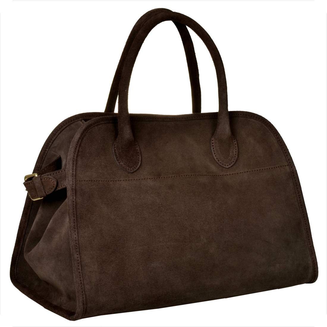 Maxi Borse in Pelle duża skórzana zamszowa torba brąz czekolada rozmiar XXL