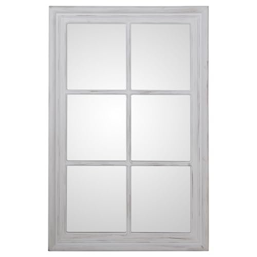 Alexandra House Living Lustro ścienne białe drewno znoszone okno 5 x 101 x 65 cm