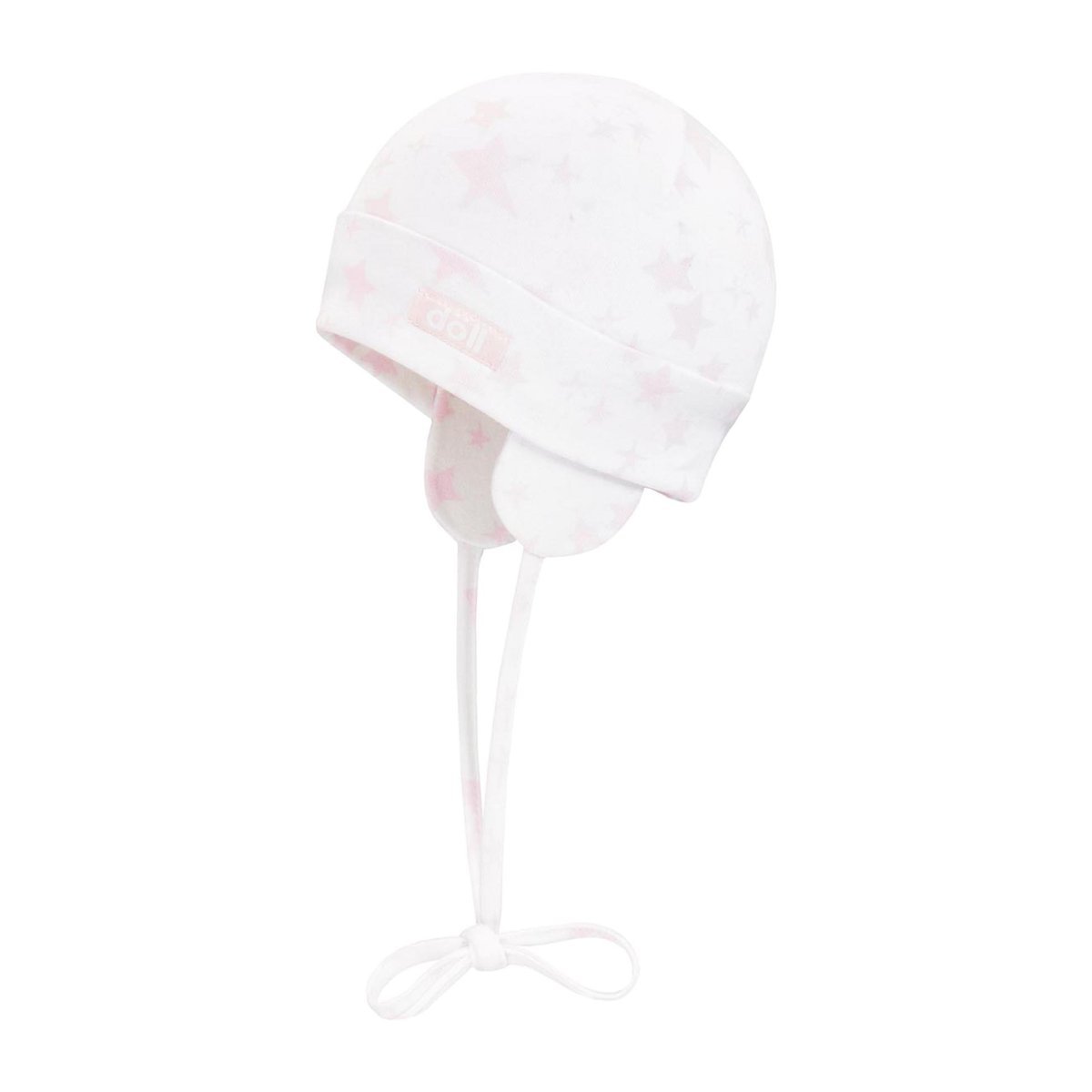 Niemowlęca czapka wiązana gwiazdki beżowa Döll