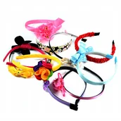 Dodatki do strojów karnawałowych - OPASKA DO WŁOSÓW NA GŁOWĘ DLA DZIEWCZYNEK RÓŻNE WZORY ZESTAW 10SZT - miniaturka - grafika 1