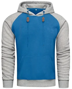 Bluza męska z kapturem szaro-niebieska Recea - XL - Bluzy męskie - miniaturka - grafika 1