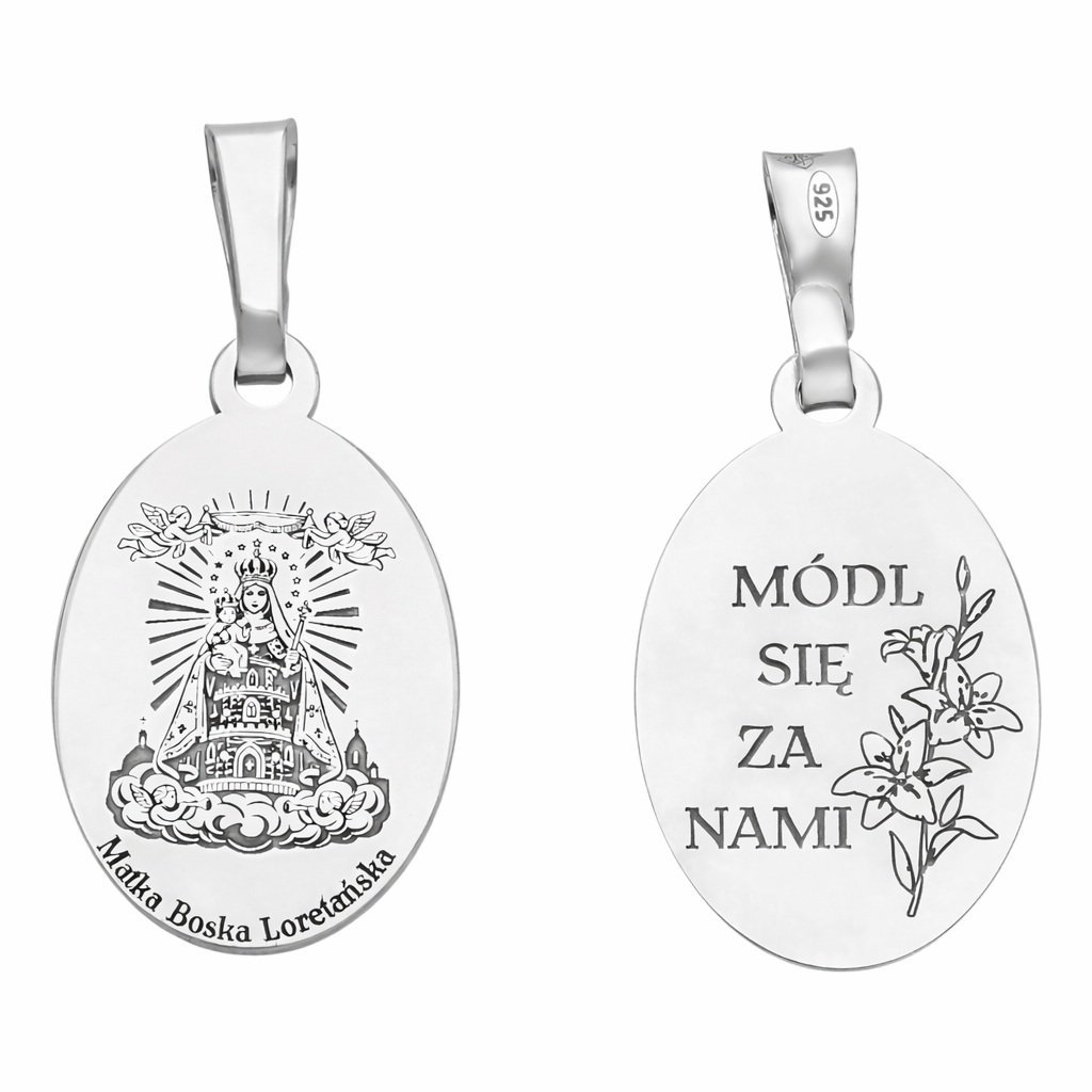 Medalik srebrny Ag 925 rodowany Matka Boska Loretańska MDC133R