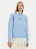 Bluzy damskie - Tommy Hilfiger Bluza Logo WW0WW39791 Błękitny Regular Fit - miniaturka - grafika 1