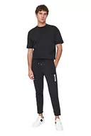 Spodenki męskie - TRENDYOL Męskie spodnie treningowe ze średnim stanem Straight Leg Slim Fit, czarny, XL - miniaturka - grafika 1