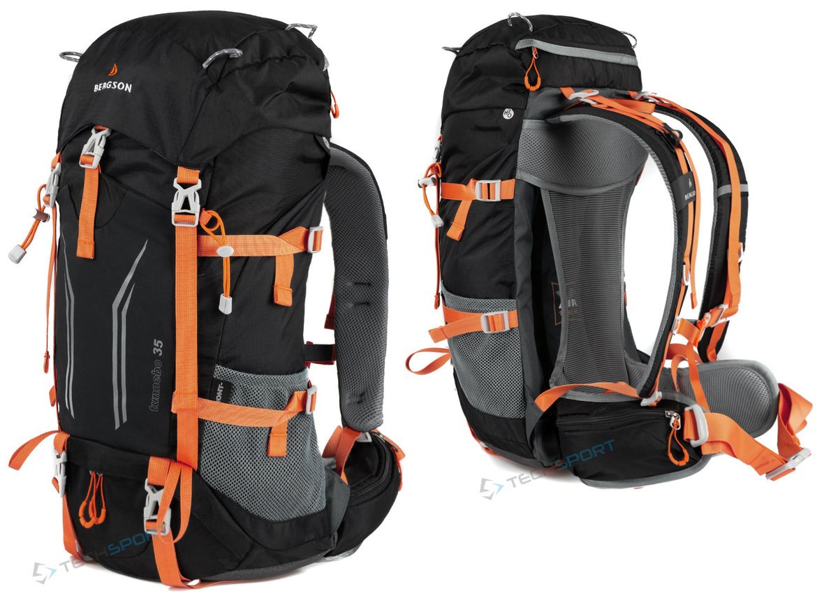 PLECAK TREKKINGOWY BERGSON TUNNEBO 35L ODDYCHAJĄCY CZARNO-POMARAŃCZOWY