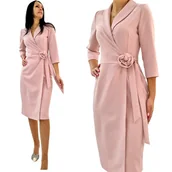 Sukienki - Elegancka Kopertowa sukienka z różą - miniaturka - grafika 1