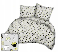 Pościel - pościel bawełna lux 160x200 + 2 poszewka B 255-12 miki kokardy żółto -szare - miniaturka - grafika 1
