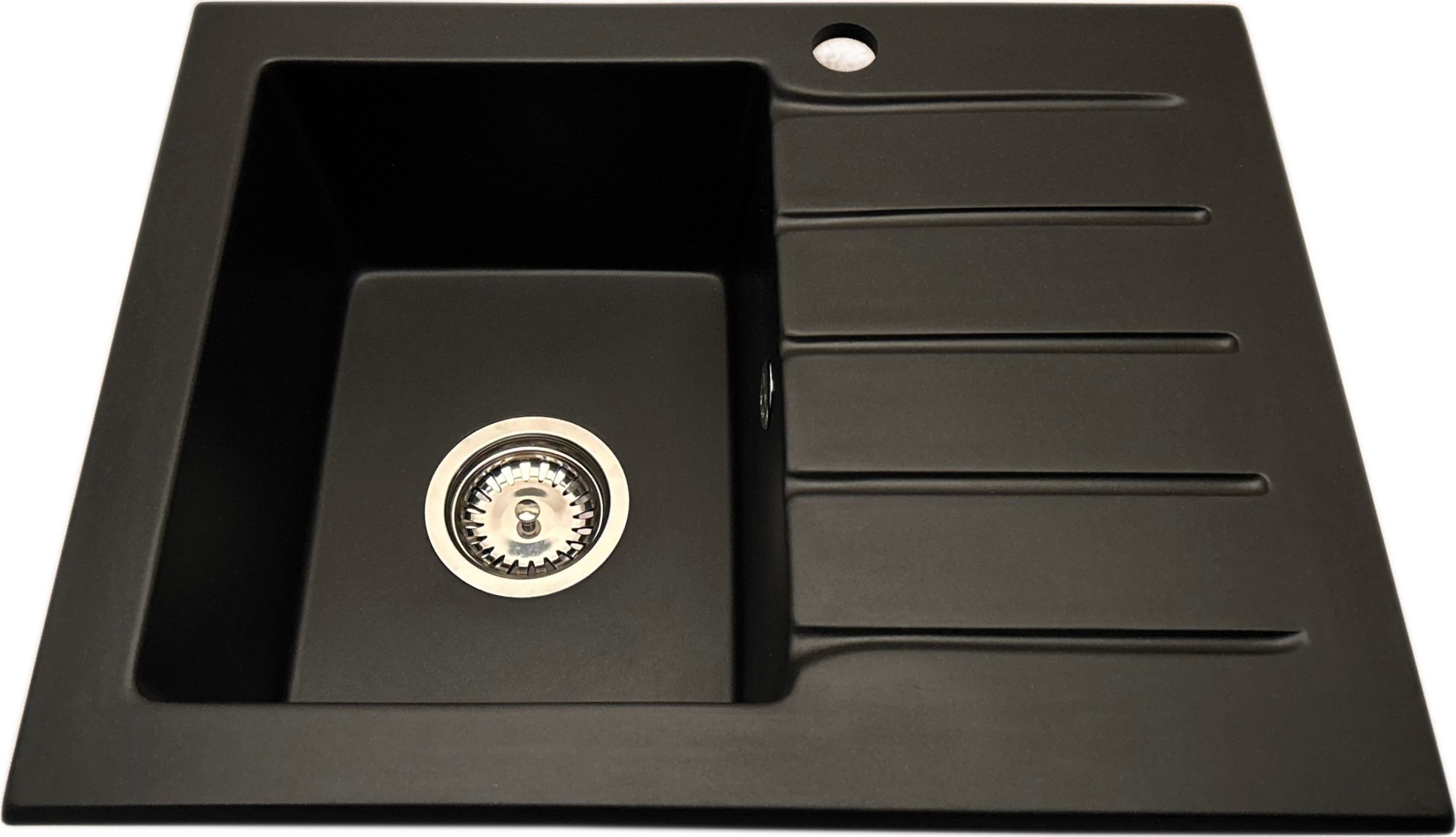 Zlewozmywak PREHNIT Zlewozmywak jednokomorowy z ociekaczem ARAGON czarny z prawym ociekaczem