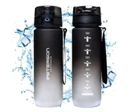 Shakery i bidony sportowe - BUTELKA NA WODĘ BIDON 750 ML SZCZELNY TRITAN BEZ BPA MOTYWACYJNA SPORTOWA Z PODZIAŁKĄ CZARNA PETERSON - miniaturka - grafika 1