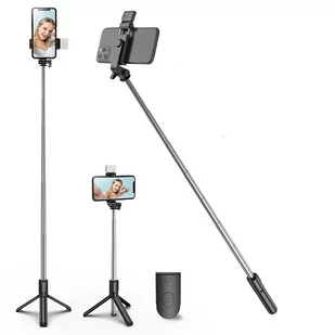 Selfie Stick Bezprzewodowy z Lampą LED Statyw Tripod H1S Czarny - Selfie stick - miniaturka - grafika 1