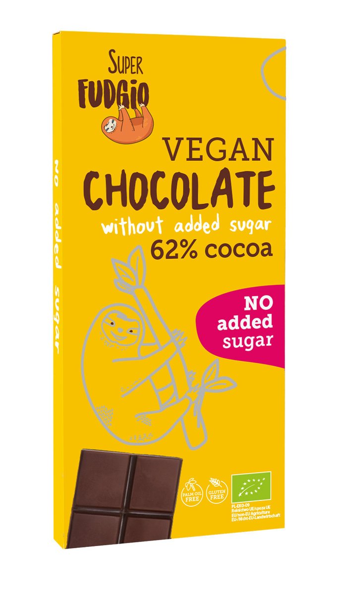 Super Fudgio, Ekologiczna czekolada kokosowa bez dodatku cukru, 80g