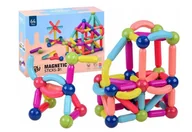 Klocki - KLOCKI MAGNETYCZNE KONSTRUKCYJNE EDUKACYJNE Magnetic sticks 64 szt. - miniaturka - grafika 1