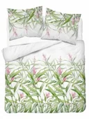 Pościel - Detexpol Pościel satynowa 220x200 biała zielona liście 4922 A Home Satin 81 - miniaturka - grafika 1