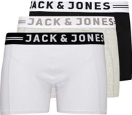 Majtki męskie - JACK&JONES bokserki męskie, 3-pak - SENSE TRUNKS, bawełna stretch czarny/szary/biały 2XL - miniaturka - grafika 1