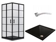 Kabiny prysznicowe - Toule24 Kabina prysznicowa 90x90 czarna 193 szkło slim - miniaturka - grafika 1
