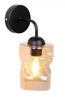 Lampy ścienne - Candellux Kinkiet czarny klosz szklany bursztynowy Felis 21-00163 - miniaturka - grafika 1