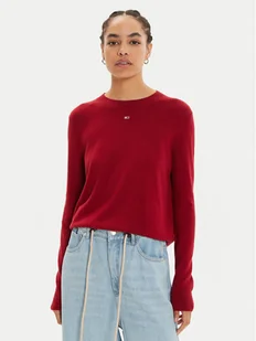 Tommy Jeans Sweter Essential DW0DW17254 Czerwony Regular Fit - Swetry damskie - miniaturka - grafika 1