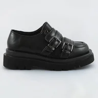 Mokasyny damskie - MOKASYNY NA GRUBEJ PODESZWIE CZARNE (S860) - GOGO SHOES - miniaturka - grafika 1