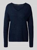 Swetry damskie - Sweter z dzianiny o kroju regular fit z dekoltem w serek model ‘CREWLEFILE’ - miniaturka - grafika 1