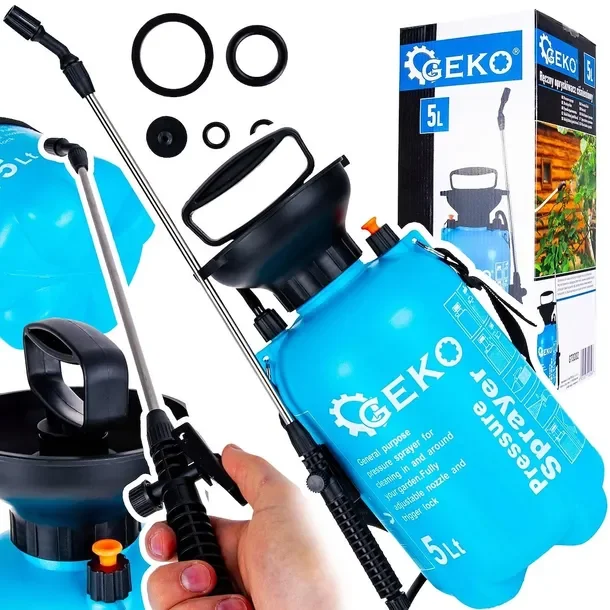 Opryskiwacz Ręczny Ciśnieniowy Geko 5l 2 Bar Z Lancą 43 Cm Ogrodowy