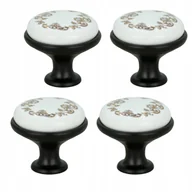 Meble modułowe i akcesoria - 4 x Gałka meblowa okrągła czarna z ceramiką i wzorem retro gałki do szafek - miniaturka - grafika 1