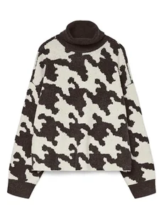 Vero Moda Golf w kolorze kremowo-ciemnobrązowym - Swetry damskie - miniaturka - grafika 1