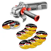 Szlifierki i polerki - Szlifierka kątowa Graphite 59G087-CS +10 tarcz - miniaturka - grafika 1