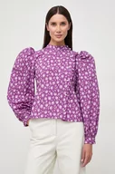 Koszule damskie - Custommade koszula bawełniana damska kolor fioletowy regular - miniaturka - grafika 1
