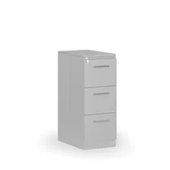Szafy biurowe - Kartoteka metalowa PRIMO z drewnianym frontem A4, 3 szuflady, szary/szary - miniaturka - grafika 1