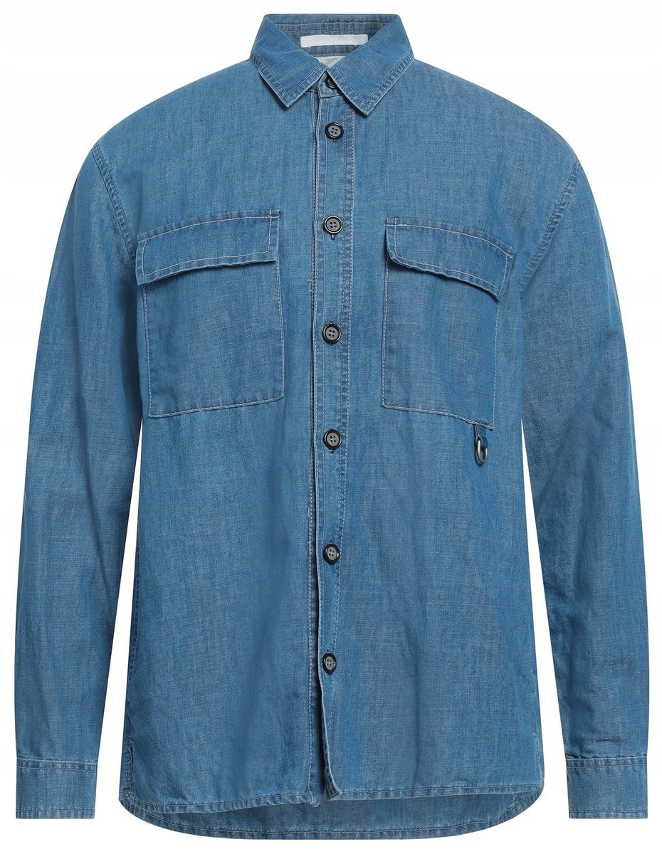 PAOLO PECORA ORYGINALNA KOSZULA MĘSKA BAWEŁNA + LEN ROZMIAR M