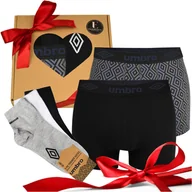 Majtki męskie - UMBRO Zestaw Bokserki Skarpety Męskie Na Prezent Roz. XL|39-42 - miniaturka - grafika 1