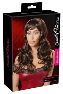 Bielizna erotyczna damska - Cottelli ACCESSOIRES Long Dark Brown Wig - grafika 1