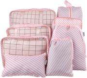  Organizer do walizki i szafy zestaw 8 sztuk toreb TASOS w biało-różowe pasy