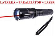 Latarki - Latarka z Paralizatorem Obronnym (500 tyś. VOLT!) + Czerwony Laser + Smycz na Rękę. - miniaturka - grafika 1