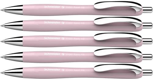 Schneider 132519 Slider Rave XB długopis (limitowana edycja specjalna w kolorze perłowym, Made in Germany), 5 sztuk, kolor wkładu: niebieski