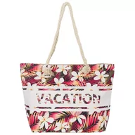 Torebki damskie - Torba plażowa duża VACATION czerwona na zamek - miniaturka - grafika 1