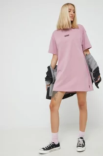 Sukienki - Vans sukienka bawełniana kolor różowy mini oversize - grafika 1