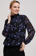 Koszule damskie - Czarna koszula z motywem kwiatowym 4215, Kolor czarny-wzór, Rozmiar XS, Moodo - Primodo.com - miniaturka - grafika 1