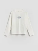 Bluzki dla dziewczynek - Reserved - Koszulka z nadrukiem na plecach Lilo i Stitch - złamana biel - miniaturka - grafika 1