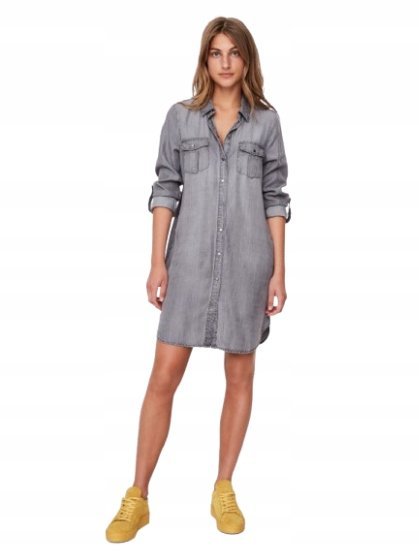 VERO MODA SUKIENKA SZARA NA ZATRZASKI MINI DŁUGI RĘKAW M 1JSJ