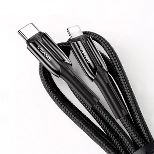 USAMS Kabel pleciony U42 USB-C na Lightn ing 30W PD Fast Charge 1.2m czarny/black SJ401USB01 (US-SJ401) - Kable USB - miniaturka - grafika 1