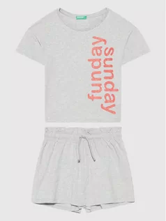 Koszulki dla chłopców - Benetton United Colors Of Komplet t-shirt i spodenki 3096Z11SN Szary Regular Fit - grafika 1
