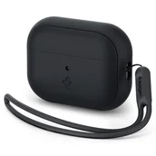 Akcesoria do słuchawek - Etui ochronne na słuchawki Spigen Silicone Fit Strap do Apple AirPods Pro 1/2 czarny/black ACS05479 - miniaturka - grafika 1