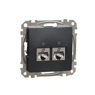 Gniazdka elektryczne - Schneider Electric Gniazdo komputerowe 2xRJ45 kat.6 STP, czarny antracyt SEDNA DESIGN - miniaturka - grafika 1