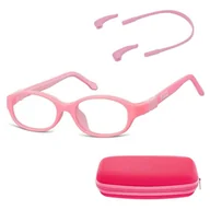 Okulary korekcyjne, oprawki, szkła - Elastyczne dziecięce oprawki okularowe zerówki owalne + gumka Sunoptic K1B Różowe - miniaturka - grafika 1
