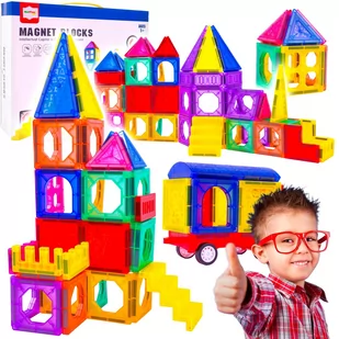Klocki Magnetyczne 3D Konstrukcyjne Edukacyjne 110 el. - Zabawki interaktywne dla dzieci - miniaturka - grafika 1